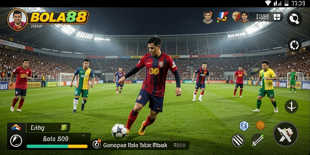 Screenshot BOLA88 menunjukkan aksi seru dalam permainan sepak bola.