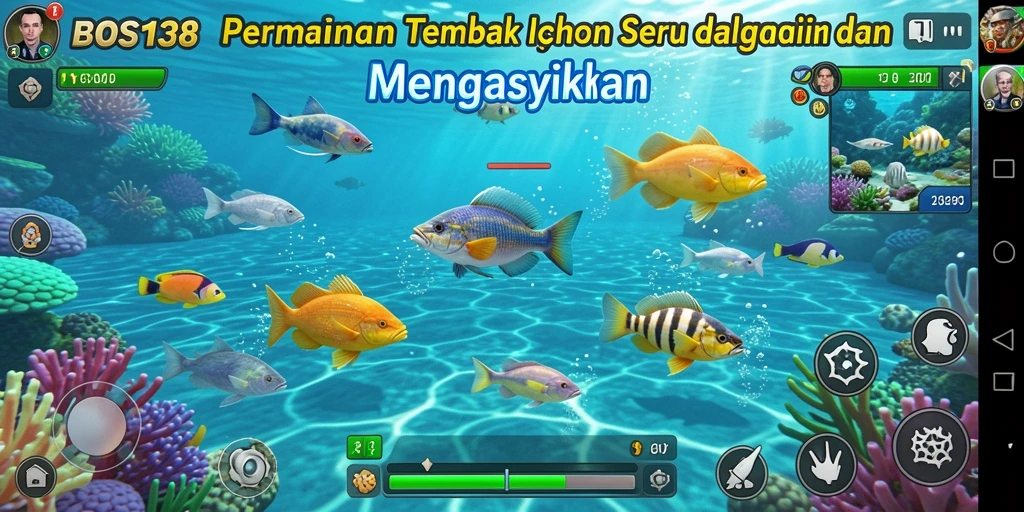 Tampilan gameplay yang seru dengan aksi tembak ikan.