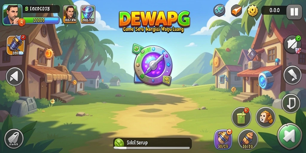 Tampilan gameplay DEWAPG dengan karakter sedang mengumpulkan sumber daya.