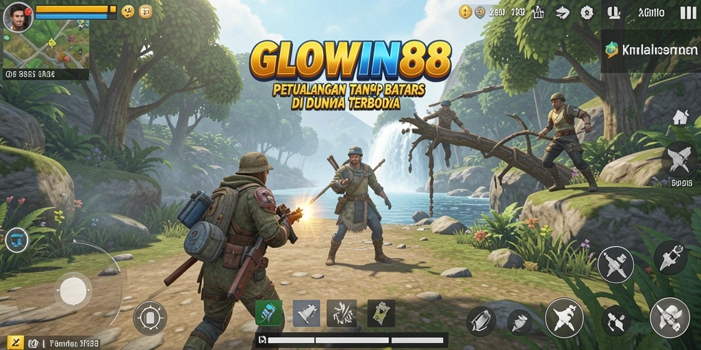 Tangkapan layar menunjukkan petualangan seru di dunia terbuka GLOWIN88.