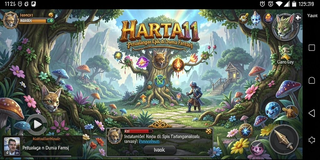 Tangkapan layar gameplay HARTA11 menampilkan aksi pertempuran yang mendebarkan di dunia fantastis.