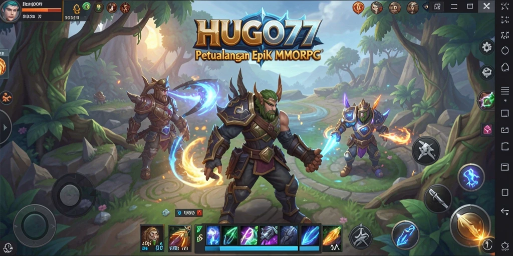 Screenshot gameplay HUGO77 yang menampilkan pertarungan seru dalam MMORPG.