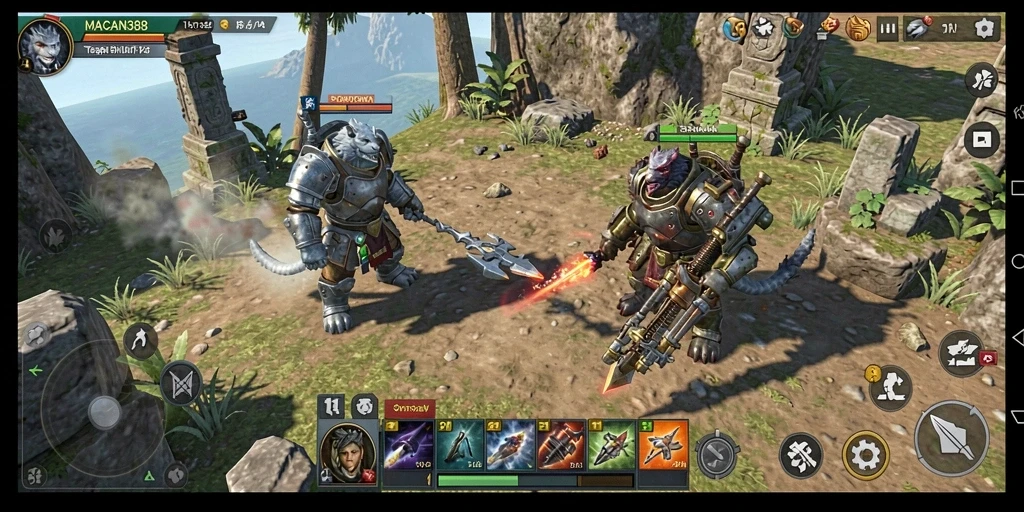 Tampilan aksi seru dalam gameplay strategi <strong>MACAN388</strong>.