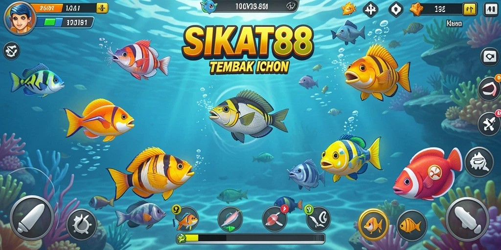 Tampilan gameplay SIKAT88 yang menampilkan aksi menembak ikan yang seru.
