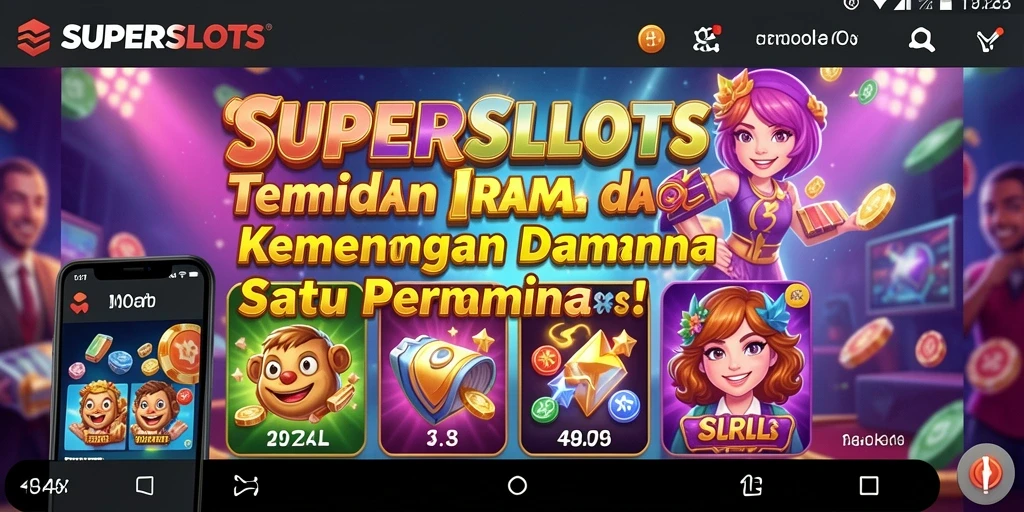 Tampilan gameplay SUPERSLOTS yang seru dengan iringan musik menghibur.